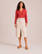 Falda Vaquera Midi Crema