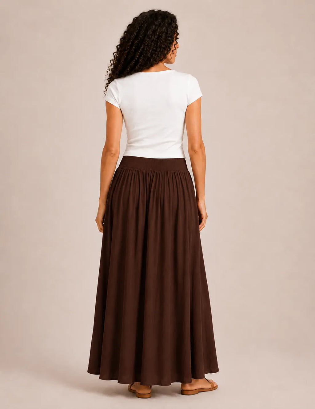 Falda Maxi Cinturilla Marrón