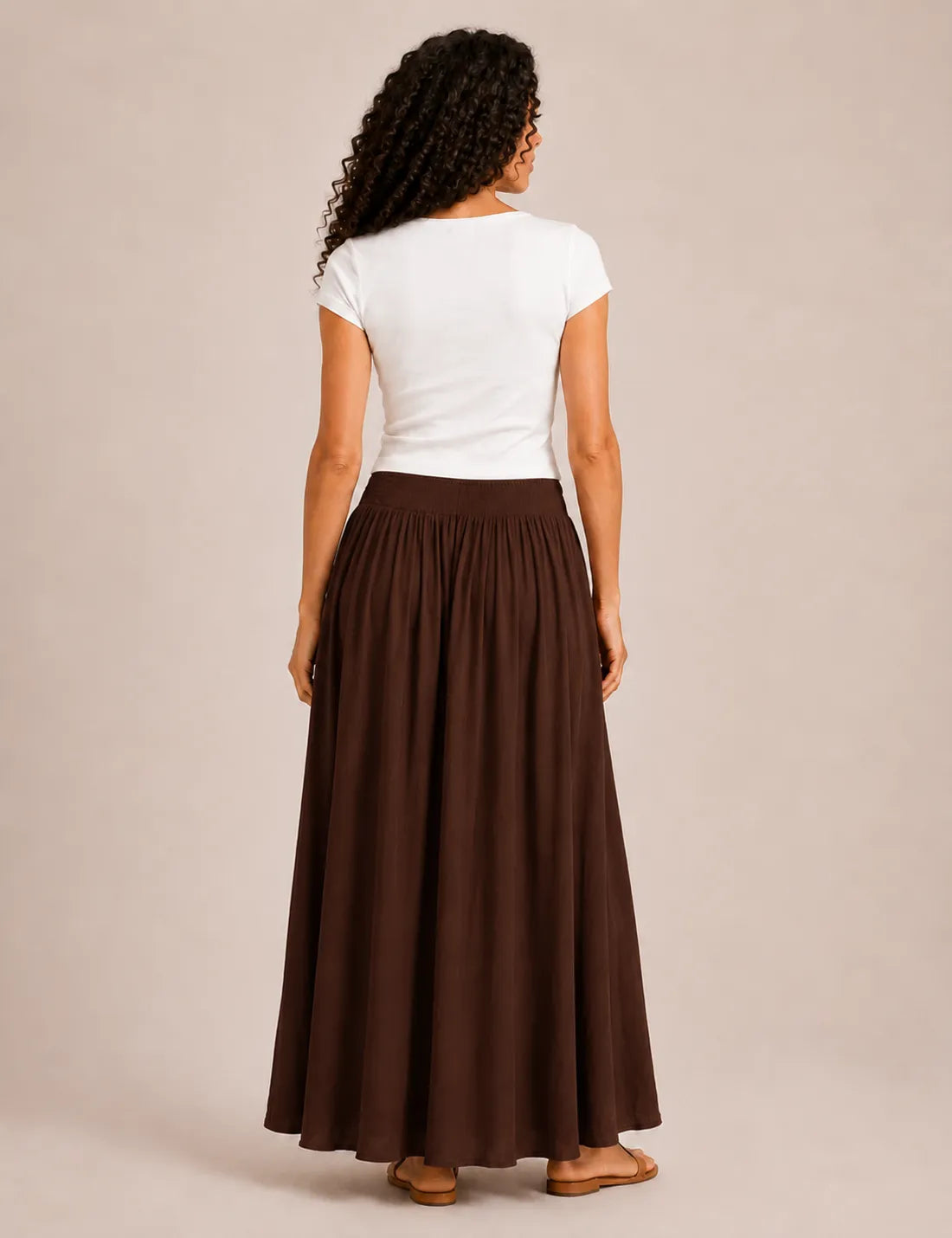 Falda Maxi Cinturilla Marrón