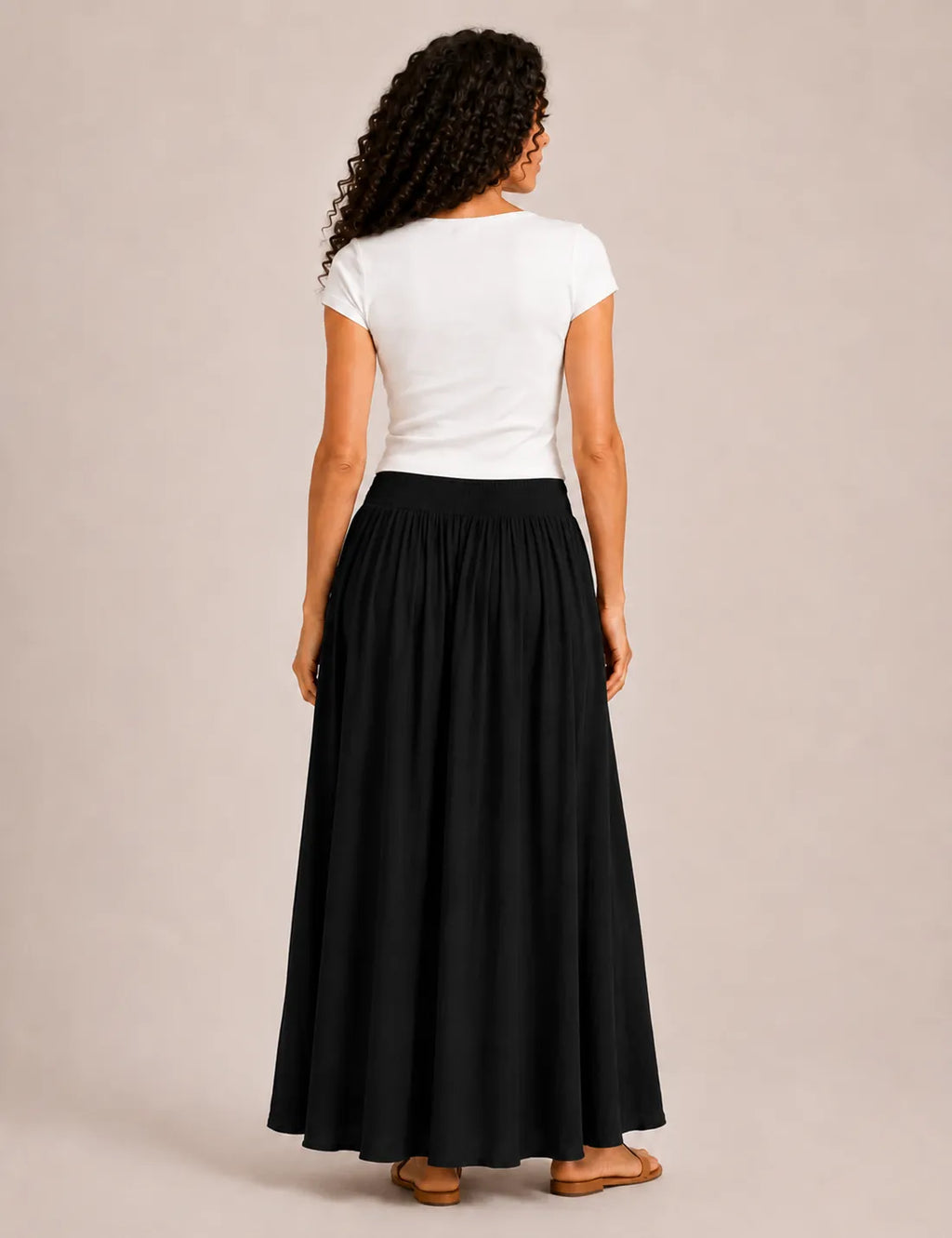 Falda Maxi Cinturilla Negra