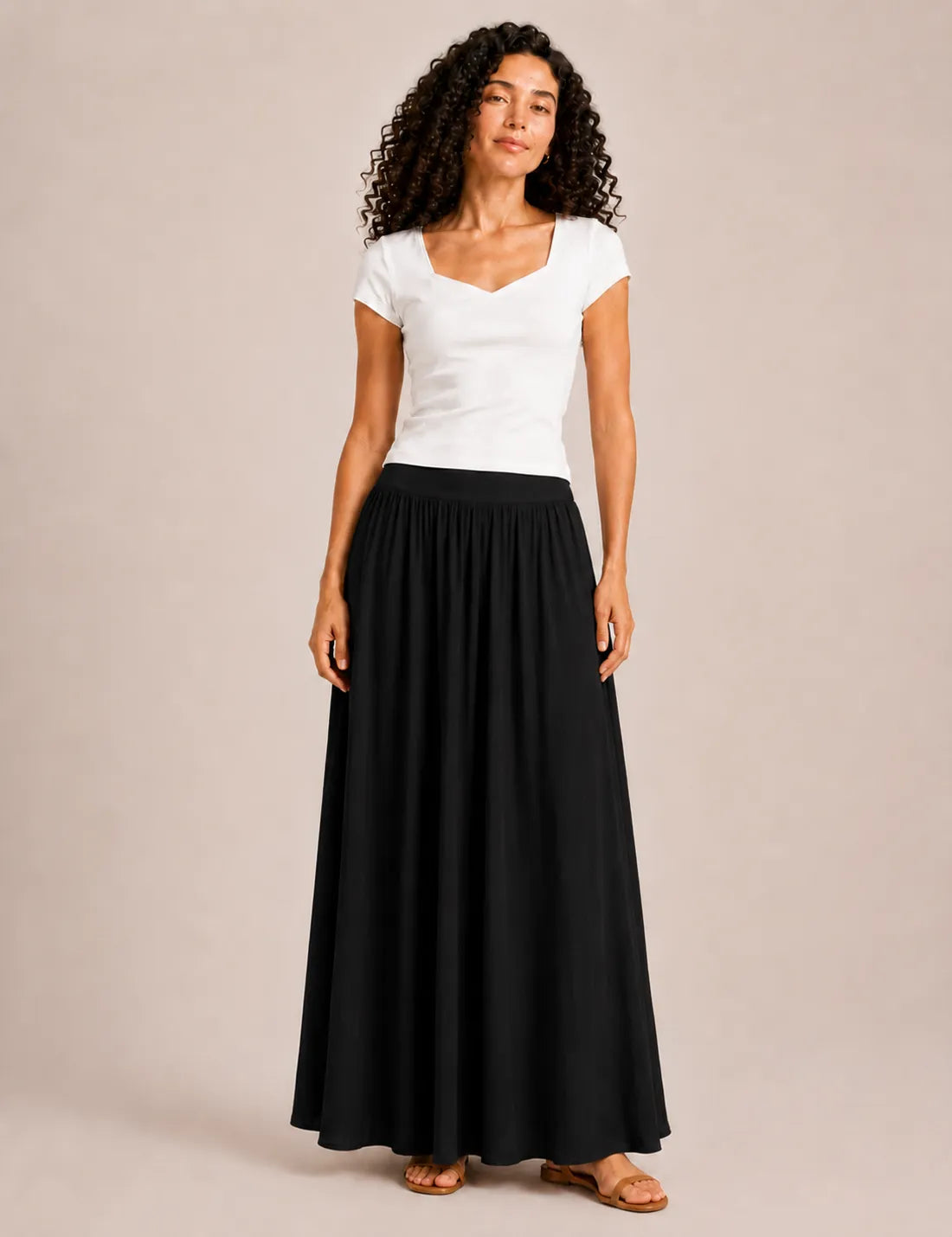 Falda Maxi Cinturilla Negra
