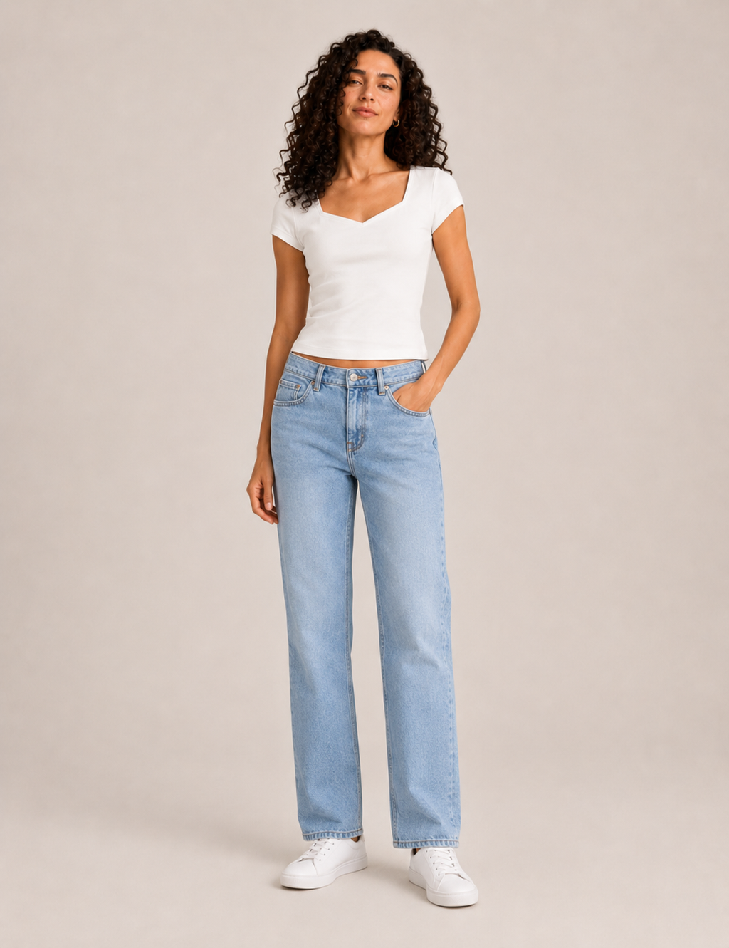 Camiseta Escote V Blanca