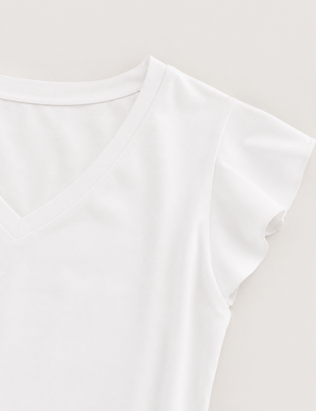 Camiseta Cuello Pico Volantes Blanca