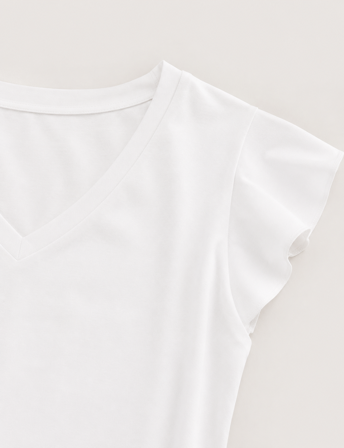 Camiseta Cuello Pico Volantes Blanca