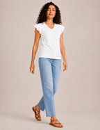 Camiseta Cuello Pico Volantes Blanca