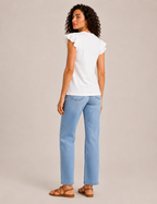 Camiseta Cuello Pico Volantes Blanca
