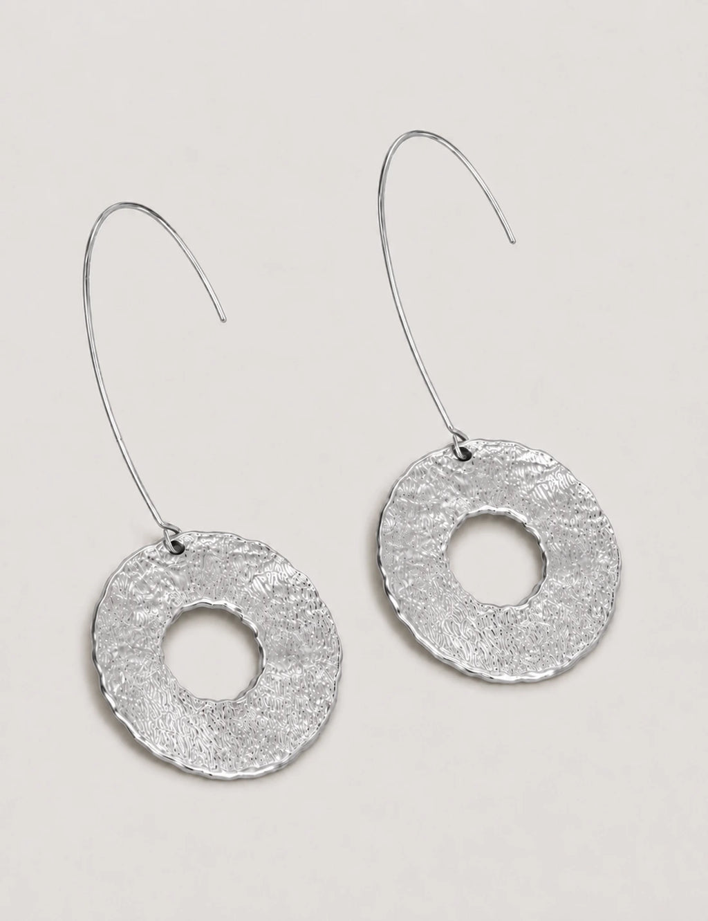 Pendientes Largos Círculo Plata