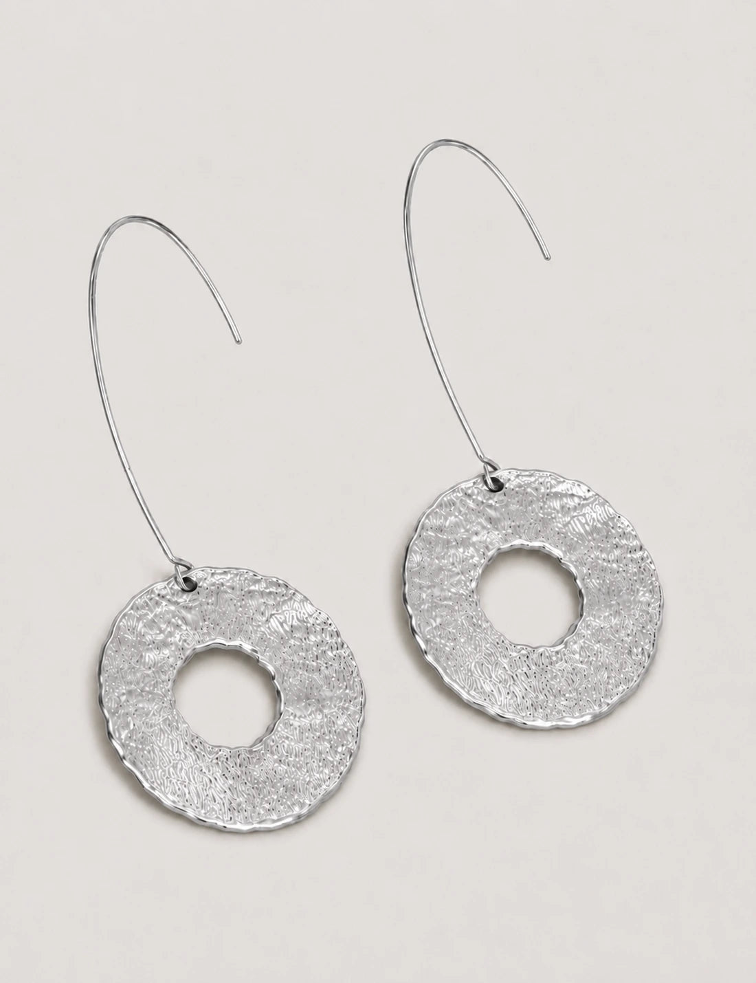 Pendientes Largos Círculo Plata