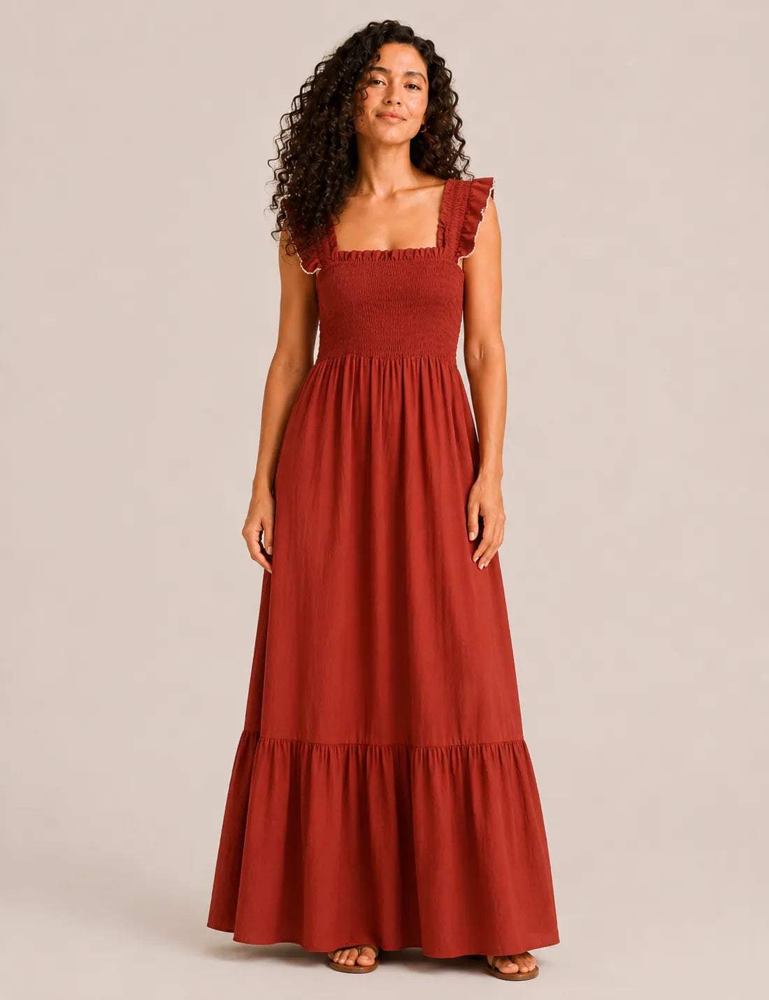 Vestido Nido Abeja Teja