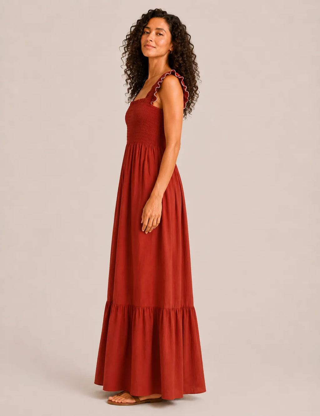 Vestido Nido Abeja Teja