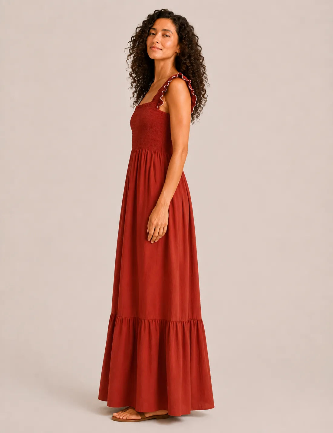 Vestido Nido Abeja Teja