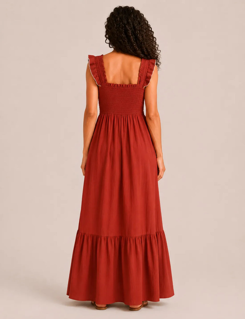 Vestido Nido Abeja Teja