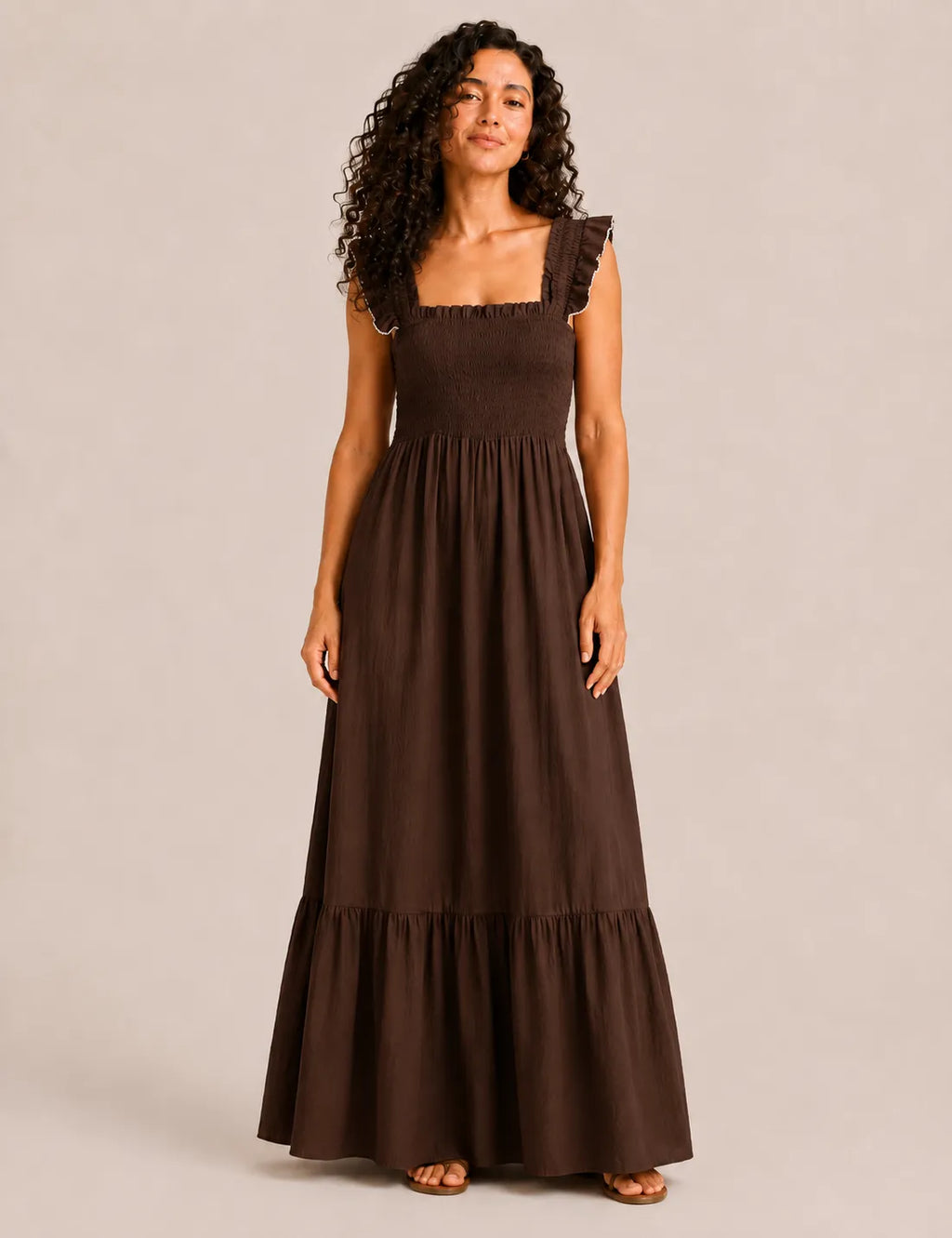 Vestido Nido Abeja Marrón