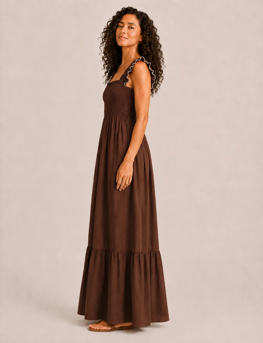 Vestido Nido Abeja Marrón
