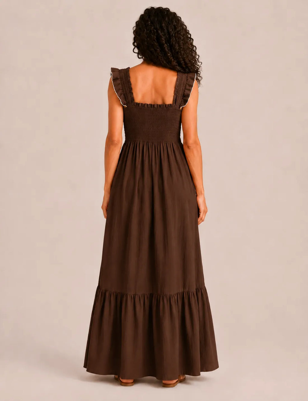 Vestido Nido Abeja Marrón