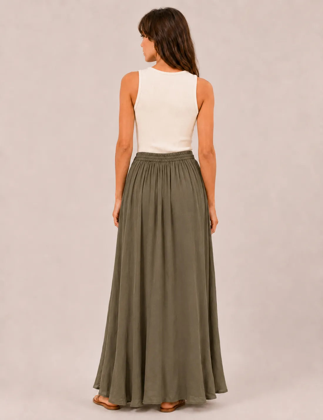 Falda Maxi Piedras Kaki
