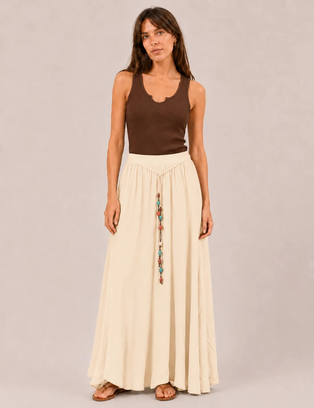 Falda Maxi Piedras Crema