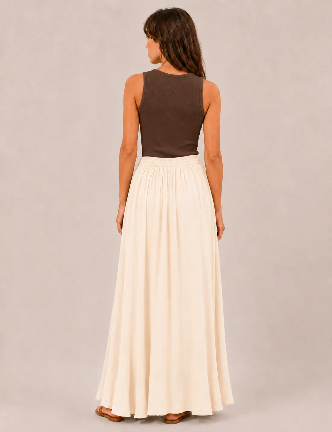 Falda Maxi Piedras Crema