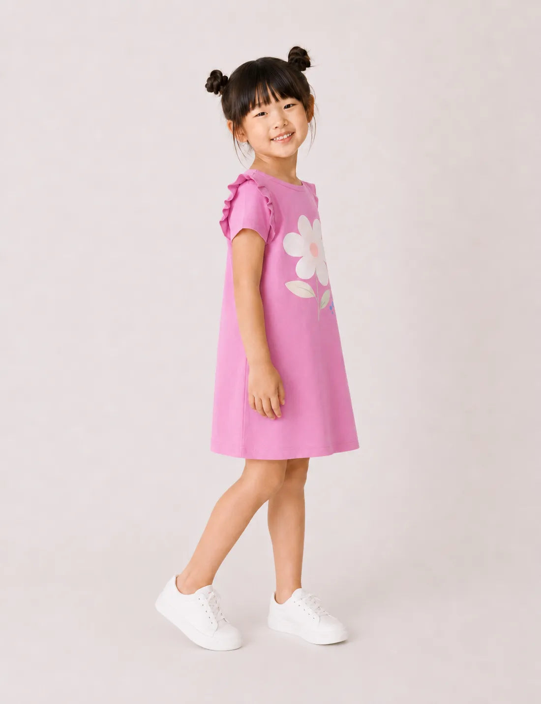 Vestido Volante Flor Malva