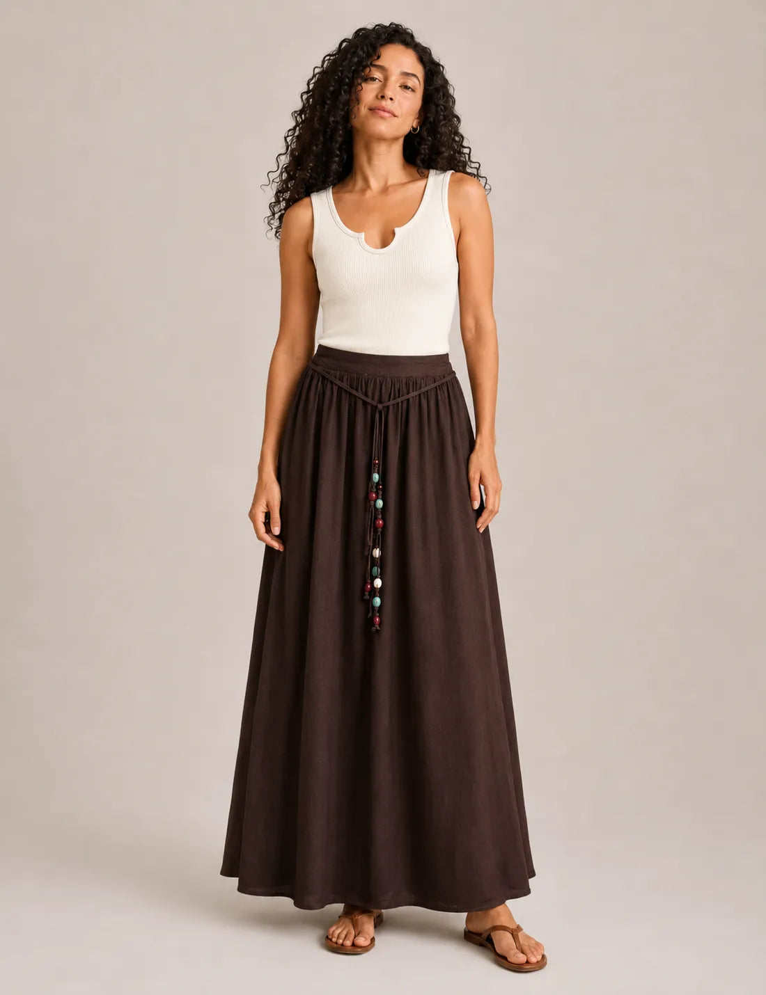 Falda Maxi Piedras Marrón