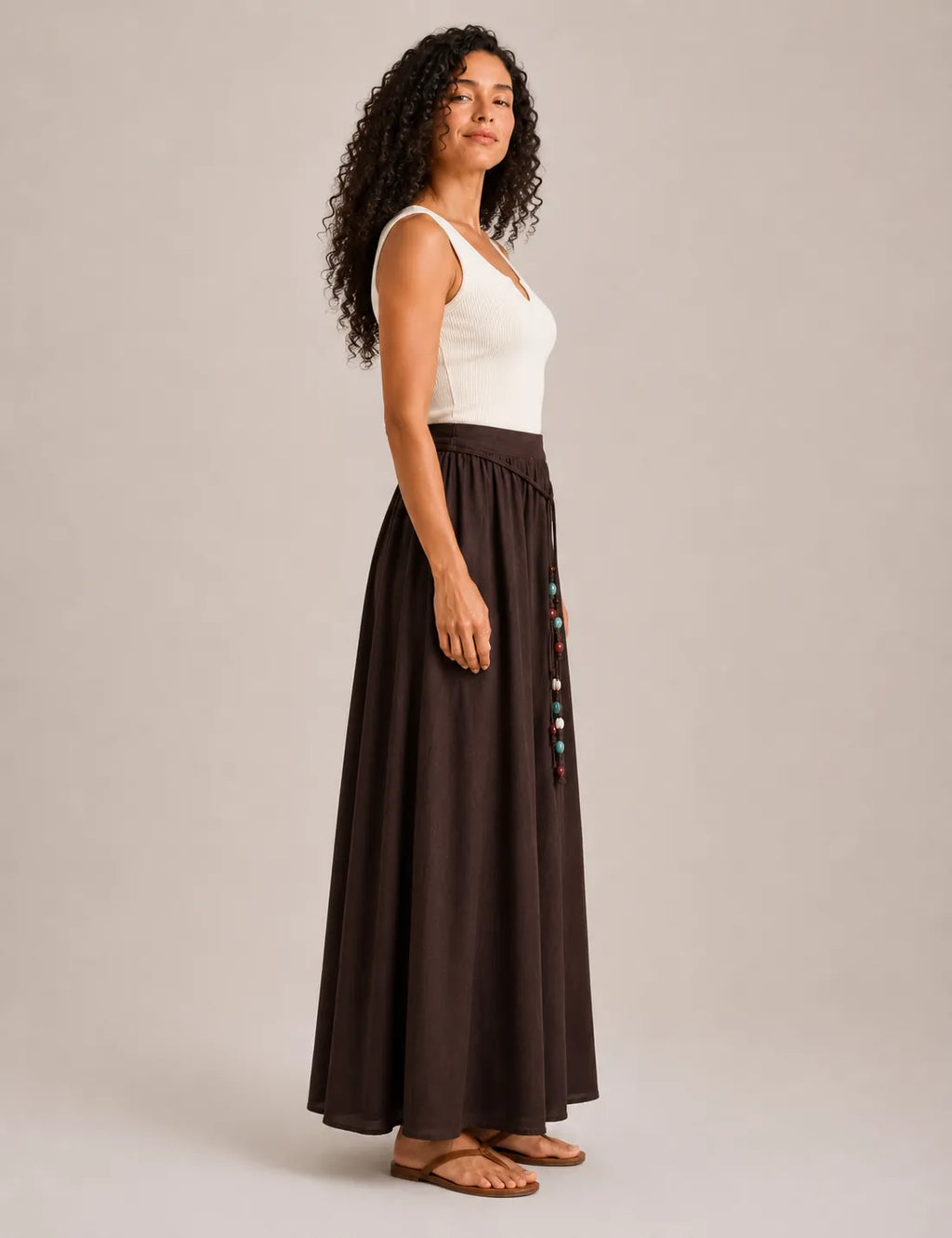 Falda Maxi Piedras Marrón