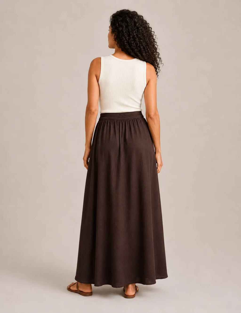 Falda Maxi Piedras Marrón