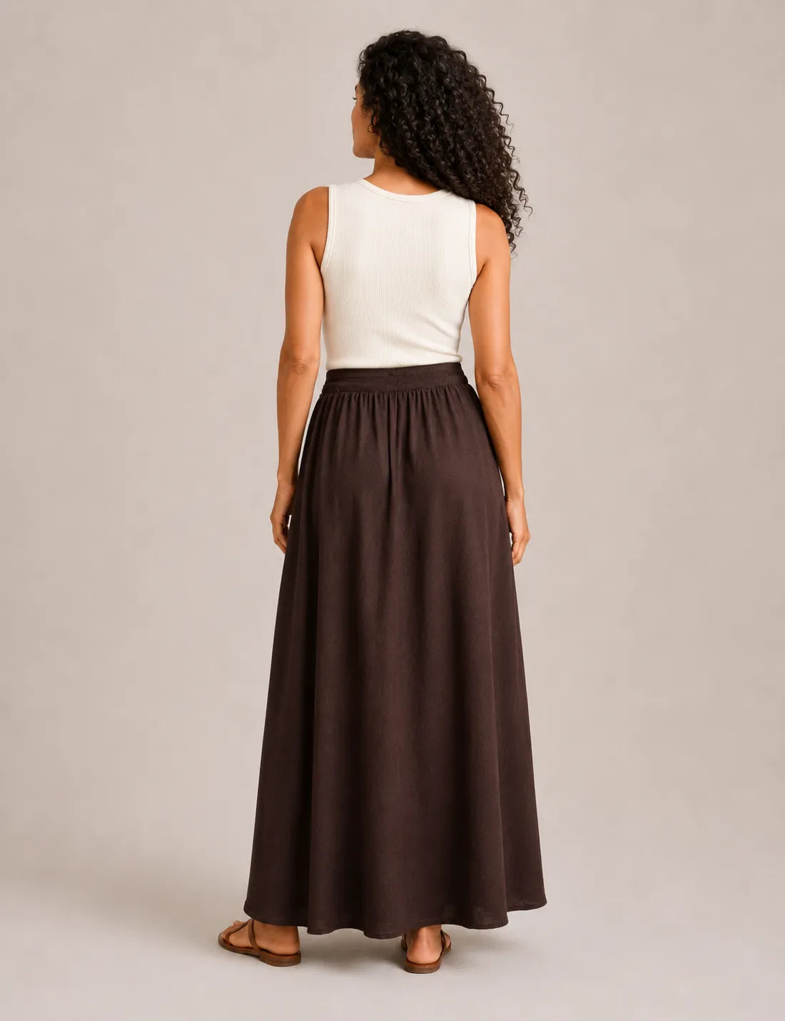 Falda Maxi Piedras Marrón