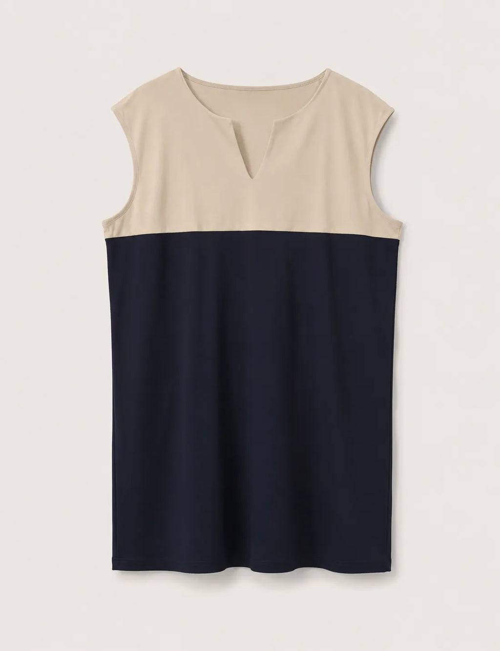 Vestido Bolsillos Marino y Beige