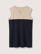 Vestido Bolsillos Marino y Beige