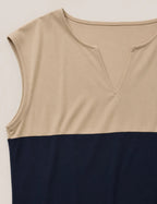 Vestido Bolsillos Marino y Beige