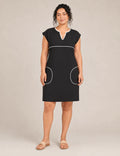 Vestido Negro Ribete Blanco