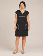 Vestido Negro Ribete Blanco