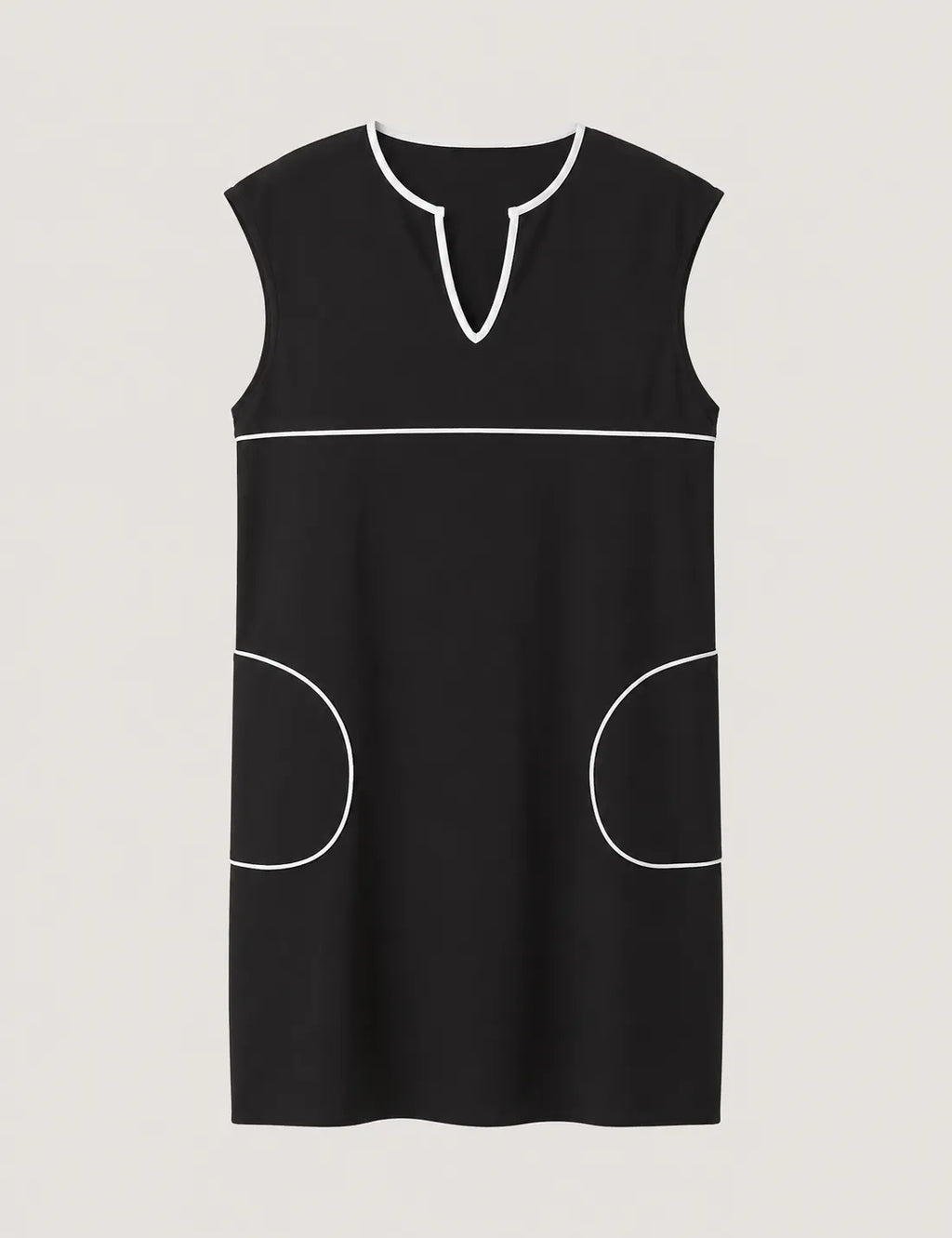 Vestido Negro Ribete Blanco