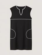 Vestido Negro Ribete Blanco