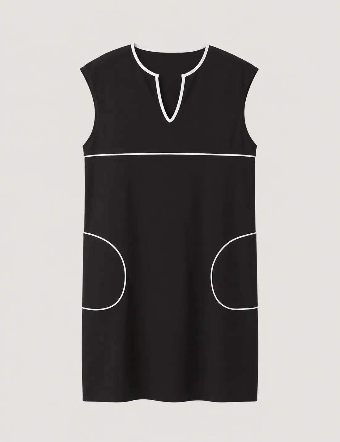 Vestido Negro Ribete Blanco
