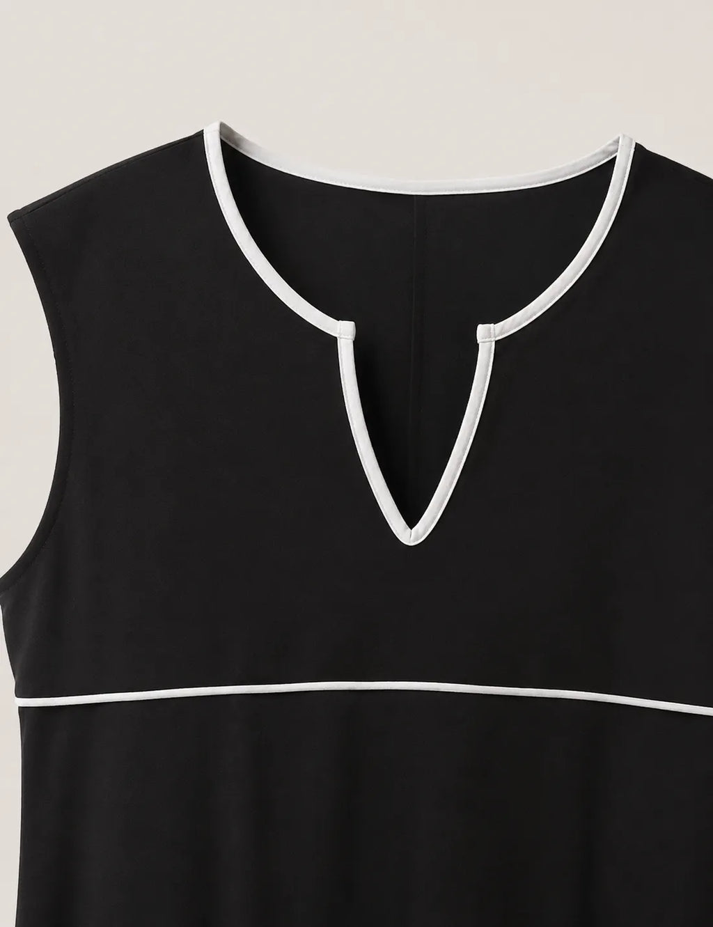 Vestido Negro Ribete Blanco