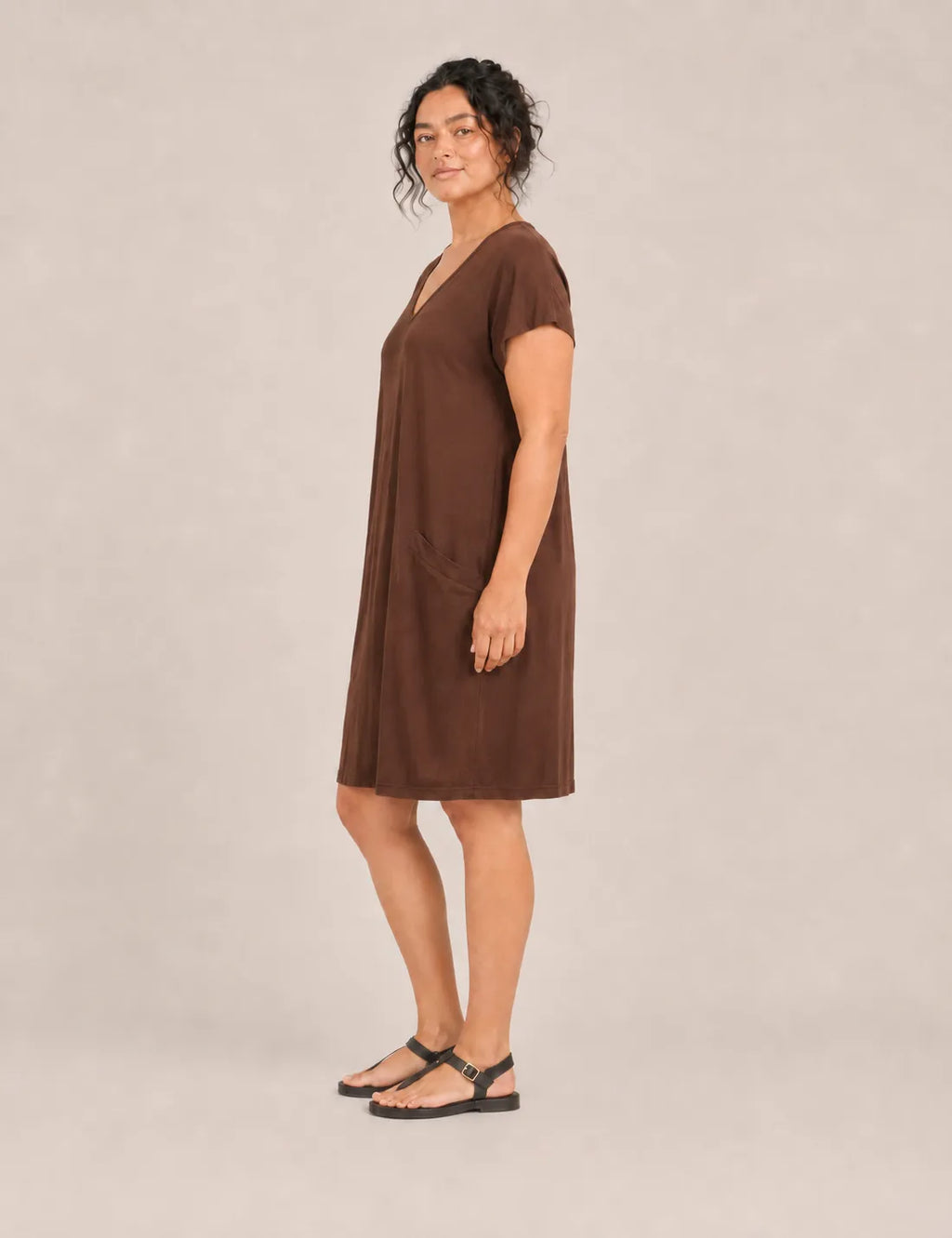 Vestido Bolsillos Marrón