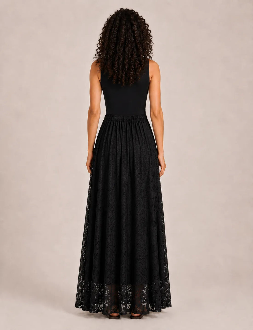 Falda Maxi Encaje Negra