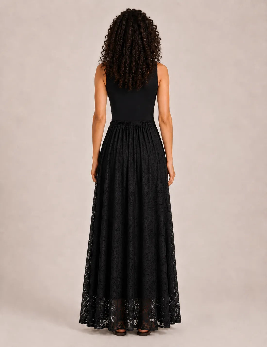 Falda Maxi Encaje Negra