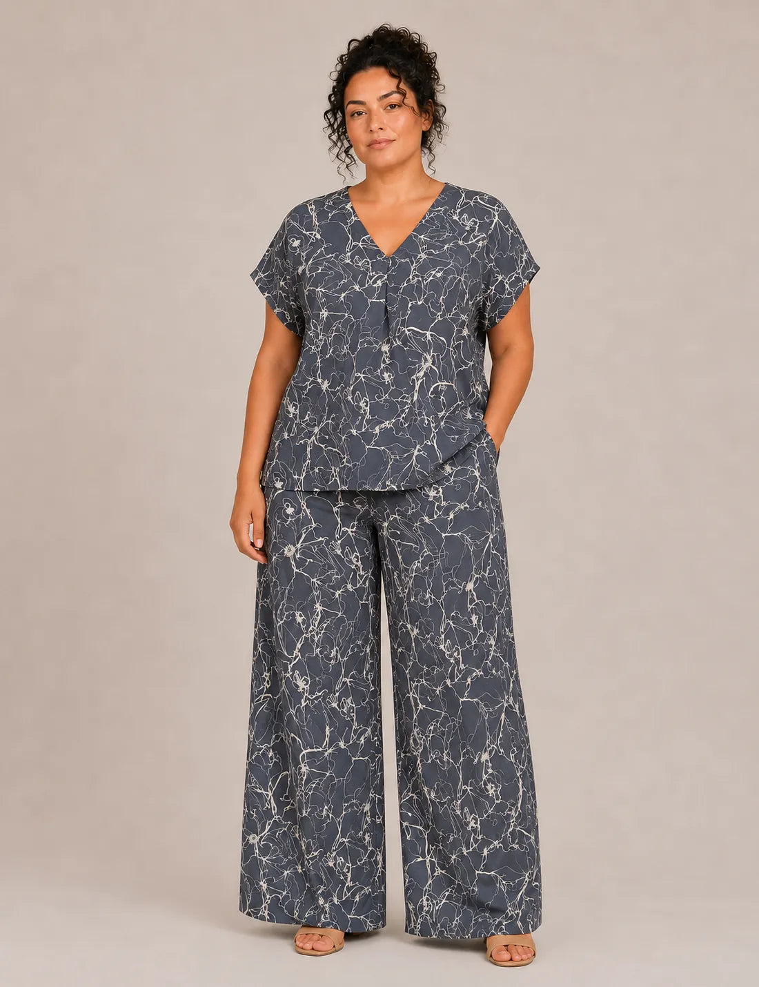 Blusa Pico Estampada Cobalto