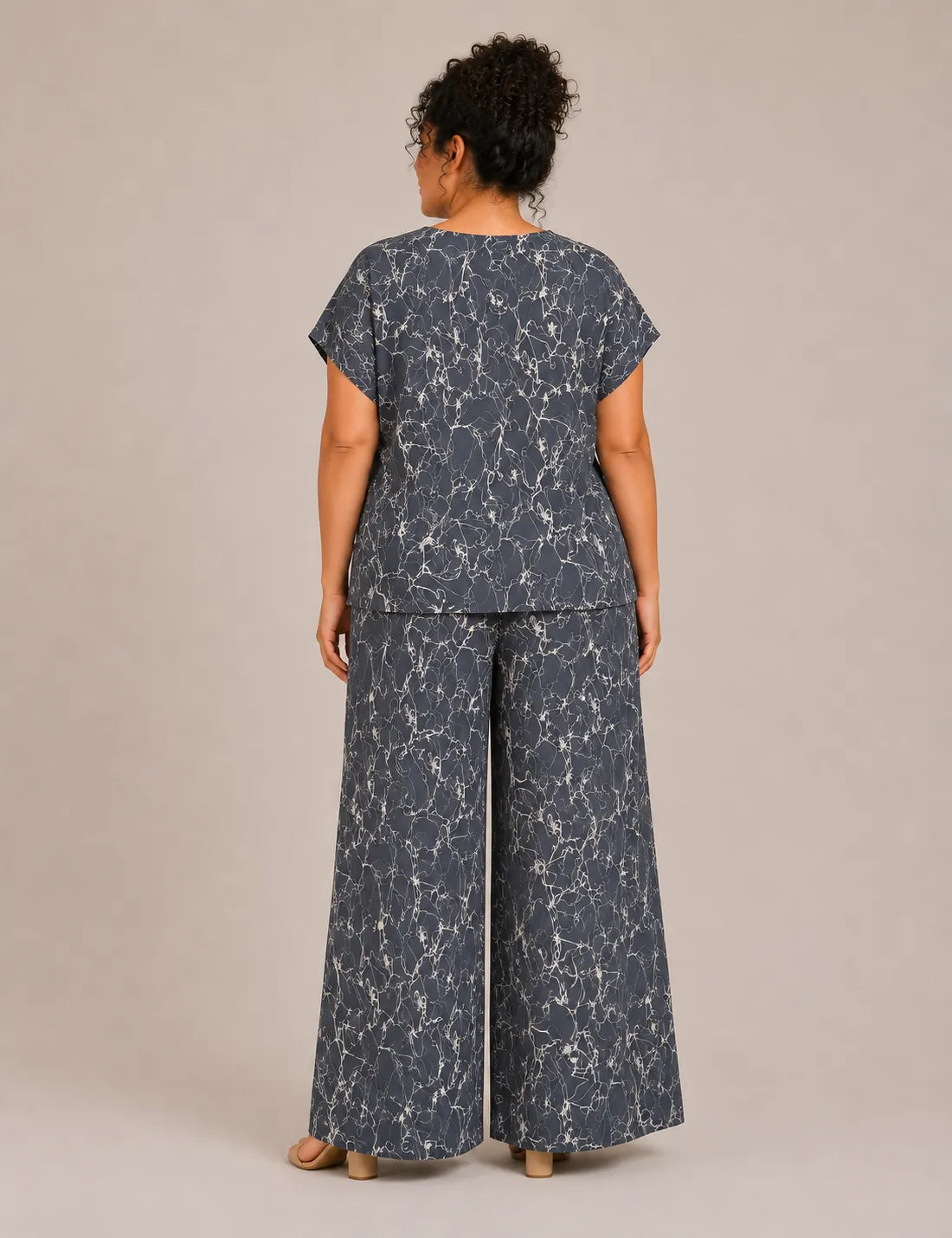 Blusa Pico Estampada Cobalto