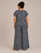 Pantalón Fluido Estampada Cobalto