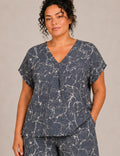 Blusa Pico Estampada Cobalto