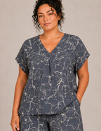 Blusa Pico Estampada Cobalto