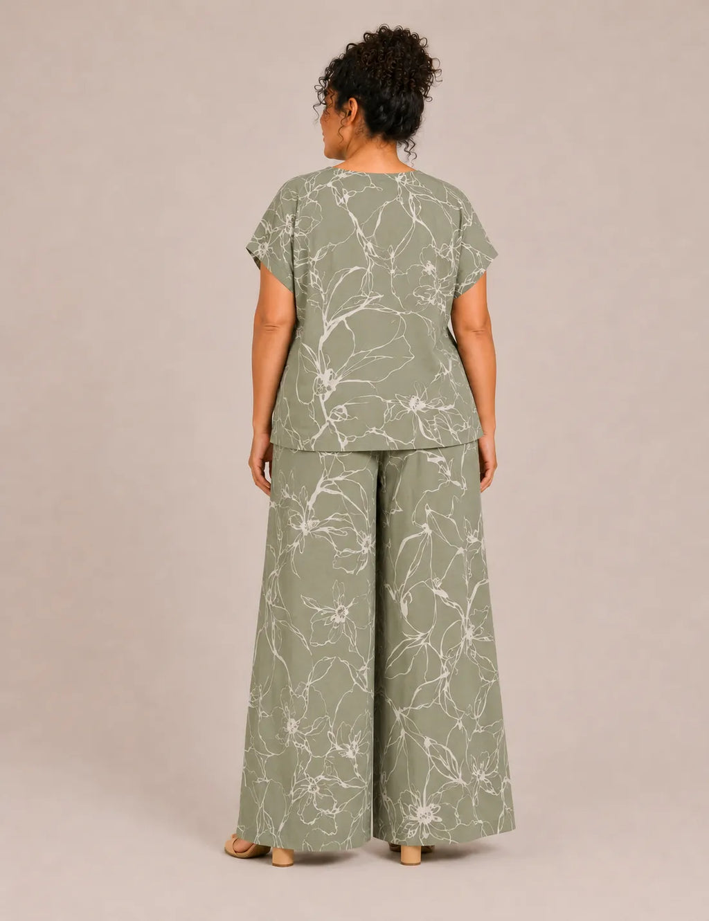Pantalón Fluido Estampada Verde