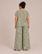 Pantalón Fluido Estampada Verde