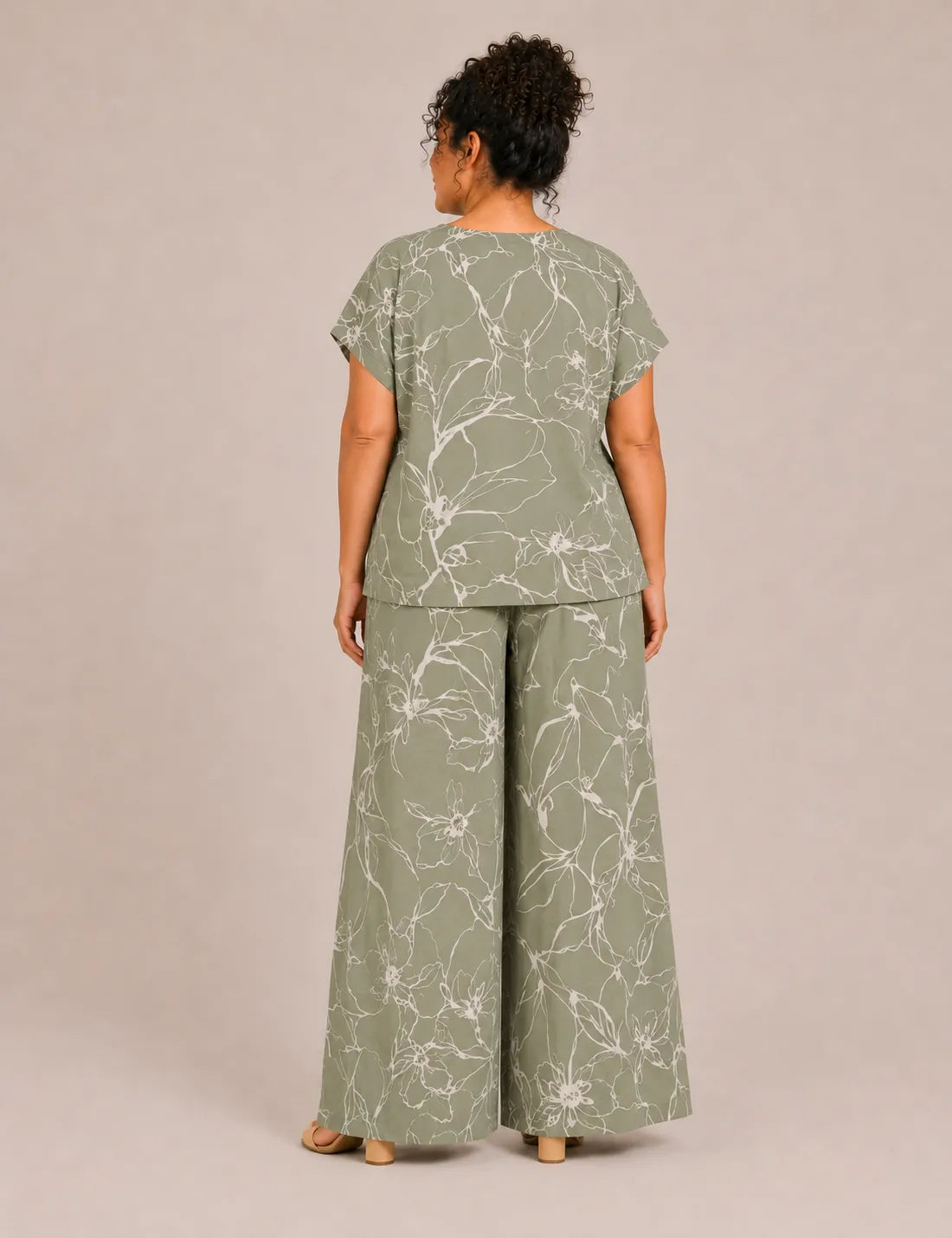 Pantalón Fluido Estampada Verde