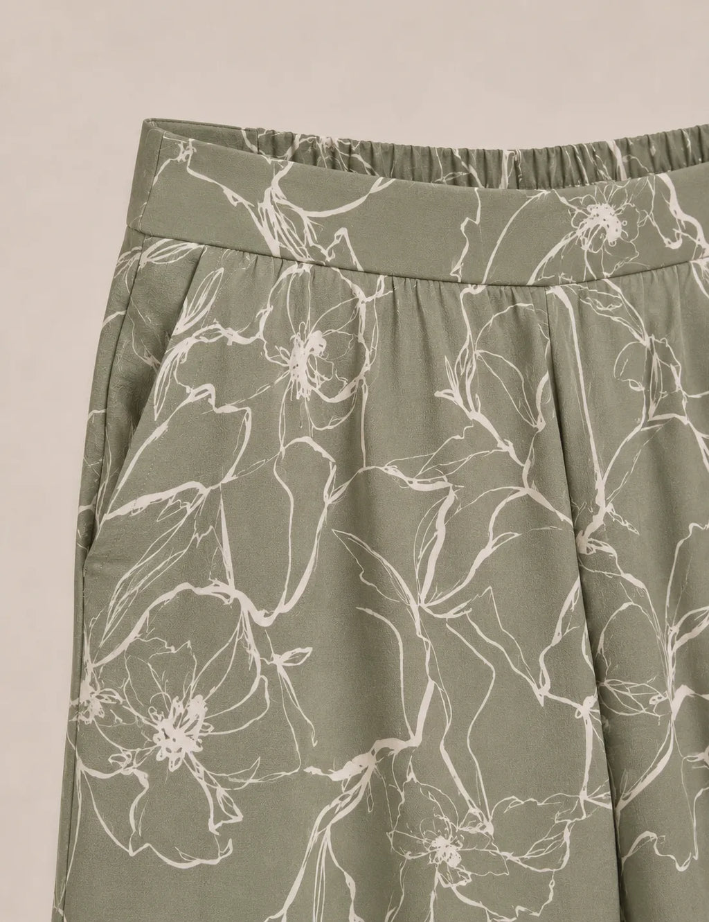 Pantalón Fluido Estampada Verde