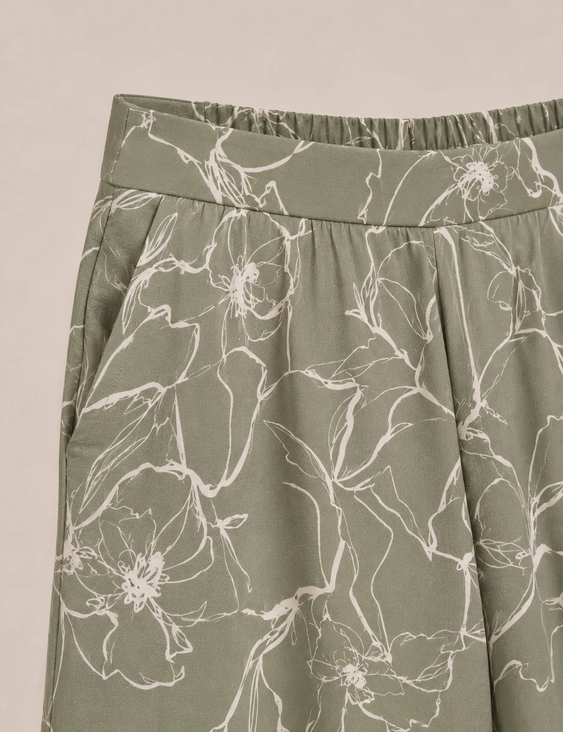 Pantalón Fluido Estampada Verde