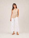 Camiseta Fruncida Beige
